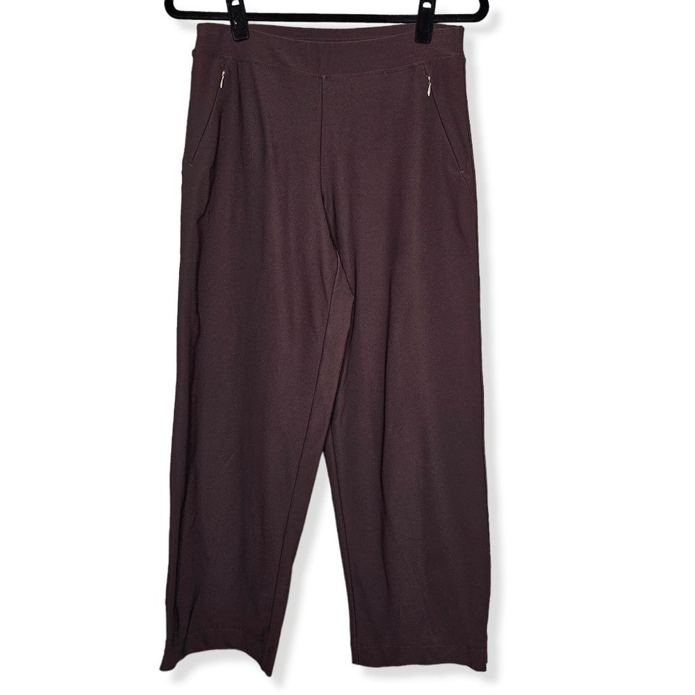 Lucy Size Small Short Brown Wide Leg Yoga Pants Zipper Pockets High Rise - Picture 1 of 6